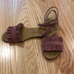 Sole Society Mauve Ruffle Sandals